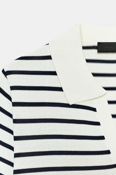 POLO EN MAILLE À RAYURES ET MANCHES COURTES - rayures de Zara - Image 6