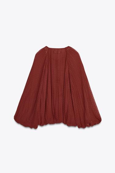 PLISSEEBLUSE MIT QUASTEN - Ziegelrot von Zara