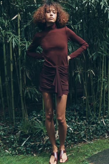 SHORT DRESS WITH OPENING - Burgundy by Zara - Image 0