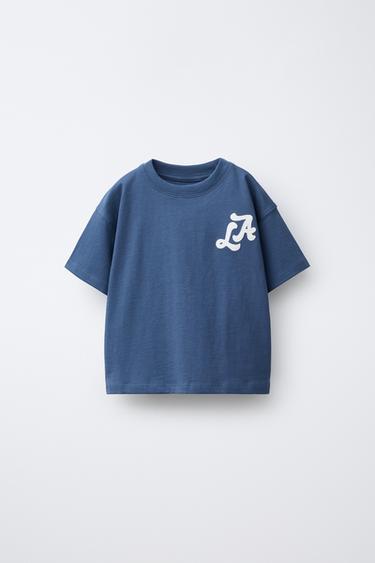 Zara 城市刺繡 T 恤 - 藍色