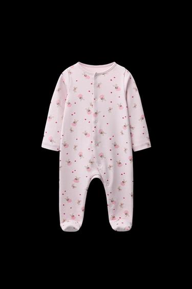 BUNNY SLEEPSUIT WITH CONVERTIBLE FOOT - Pink by Zara