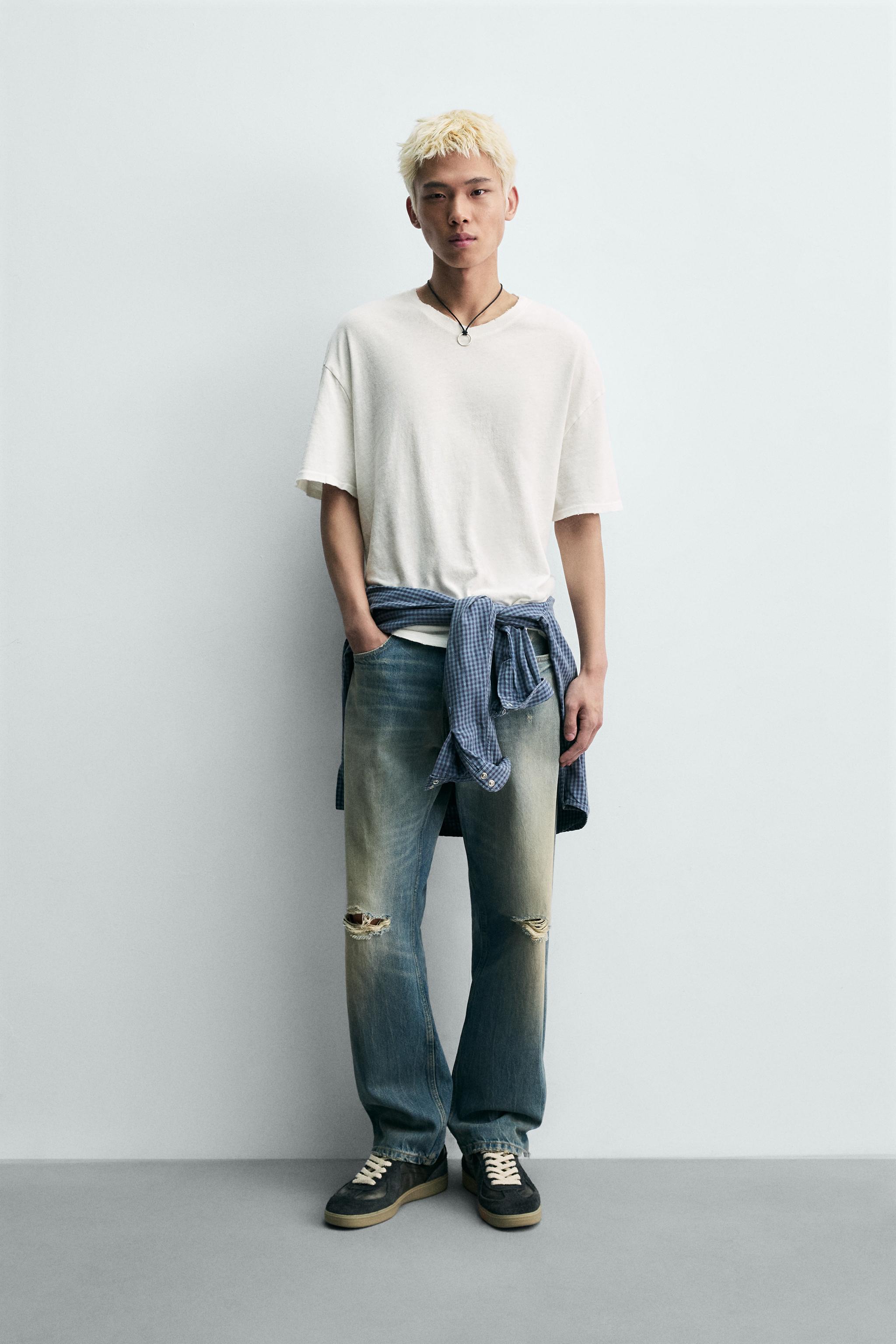 T-SHIRT COL V COTON-CHANVRE