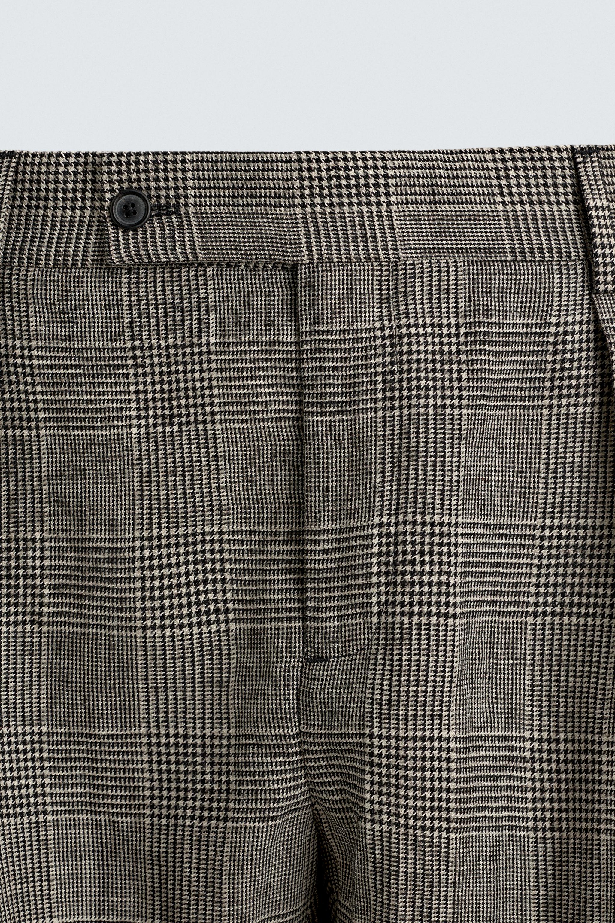 PANTALON DE COSTUME À CARREAUX EN LAINE ET LIN AARON LEVINE X ZARA