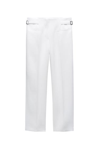 STRAIGHT-LEG TROUSERS WITH SIDE BUCKLES