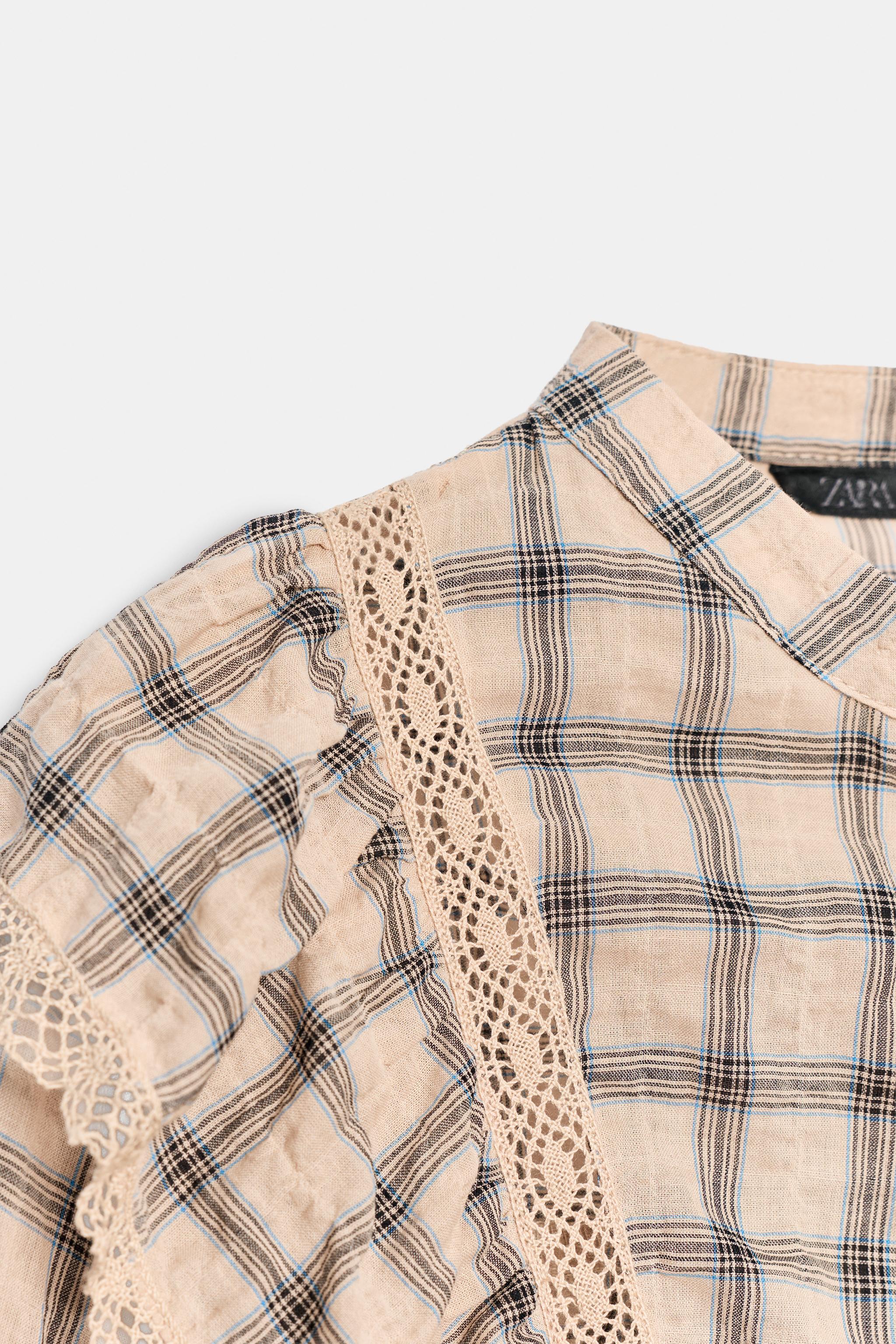 BLOUSE CARREAUX DENTELLE