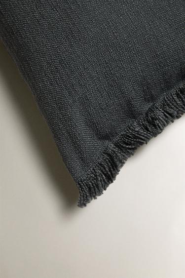 STRIPED CUSHION COVER WITH FRINGING - Blue / Grey by Zara - Image 1