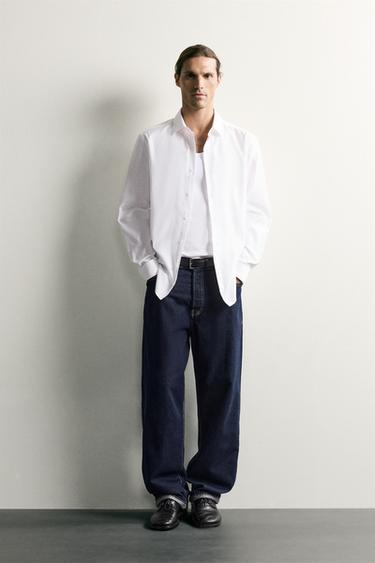 CAMISA SLIM FIT ESTRUCTURA - Blanco de Zara - Imagen 0
