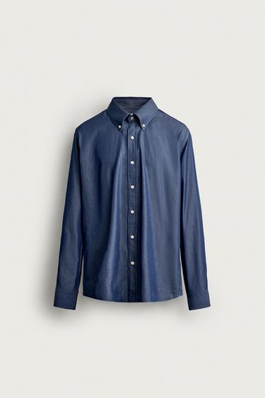 CAMISA CHAMBRAY ÍNDIGO LAVADO SANTA EULALIA BARCELONA 1843 X ZARA - Índigo de Zara