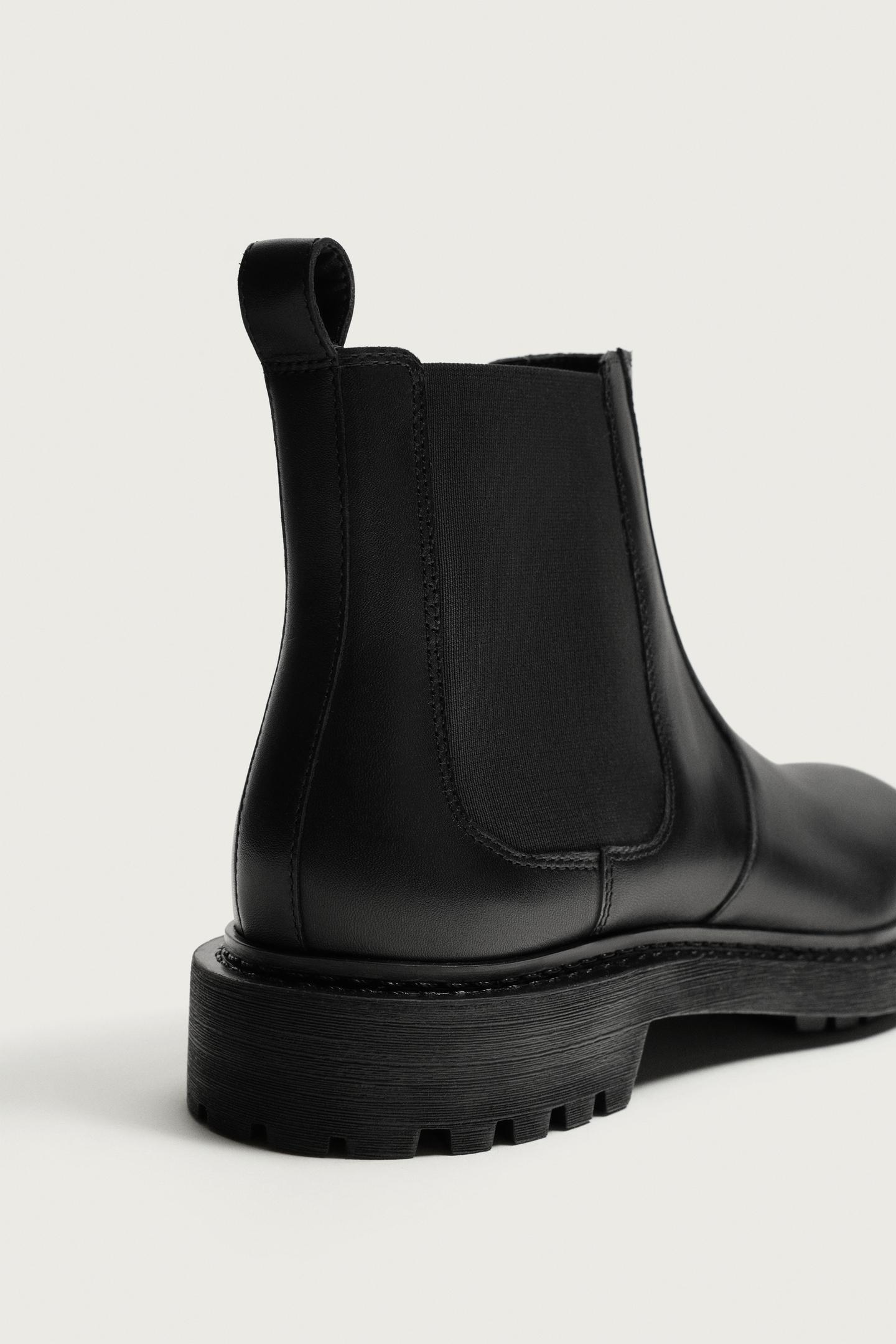 Мужские ботинки Zara Leather Lug Sole, цвет: Чёрный — фото 6