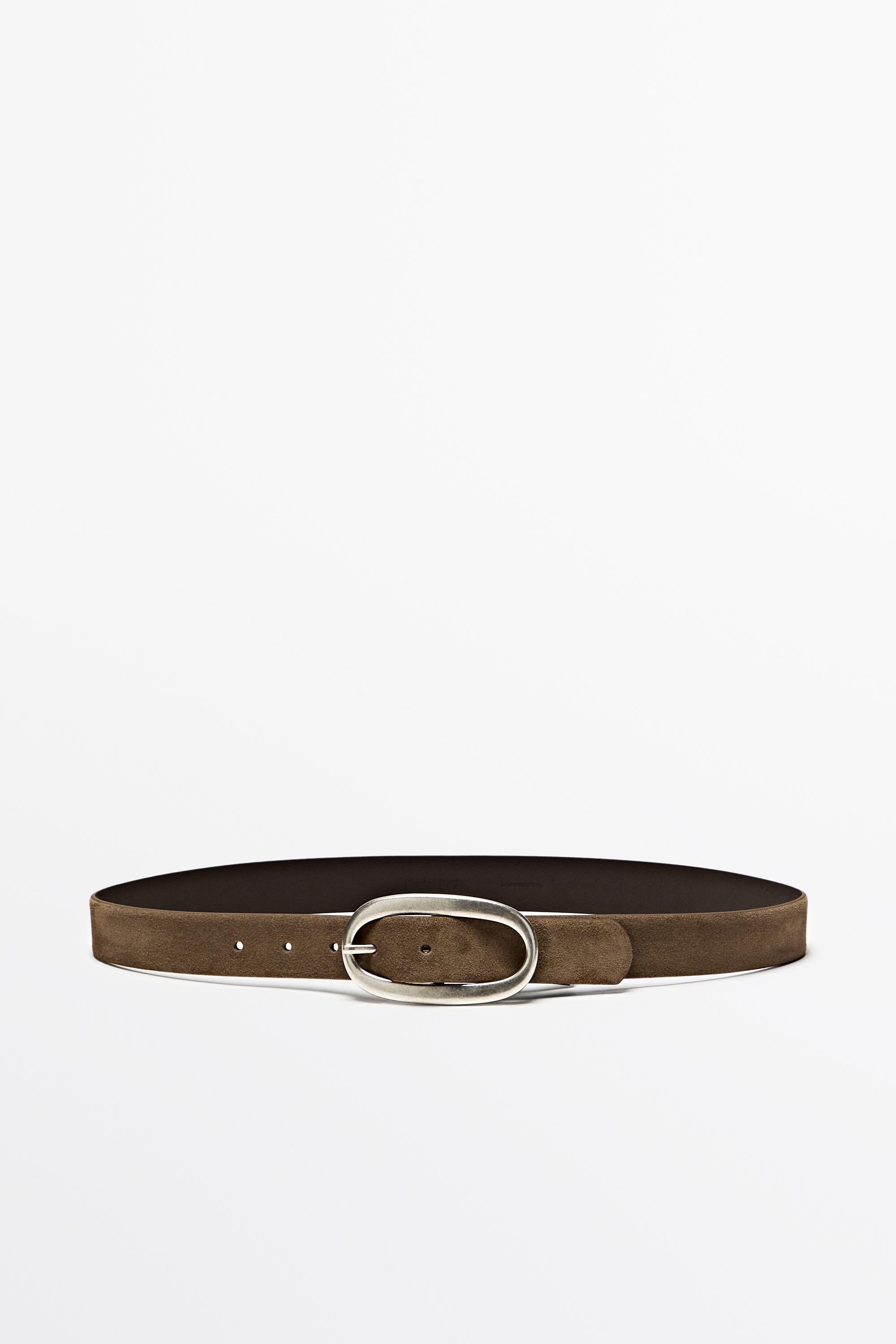 Split suede leather belt - Black gold | ZARA United States