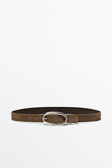 Zara Split suede leather belt - Black gold