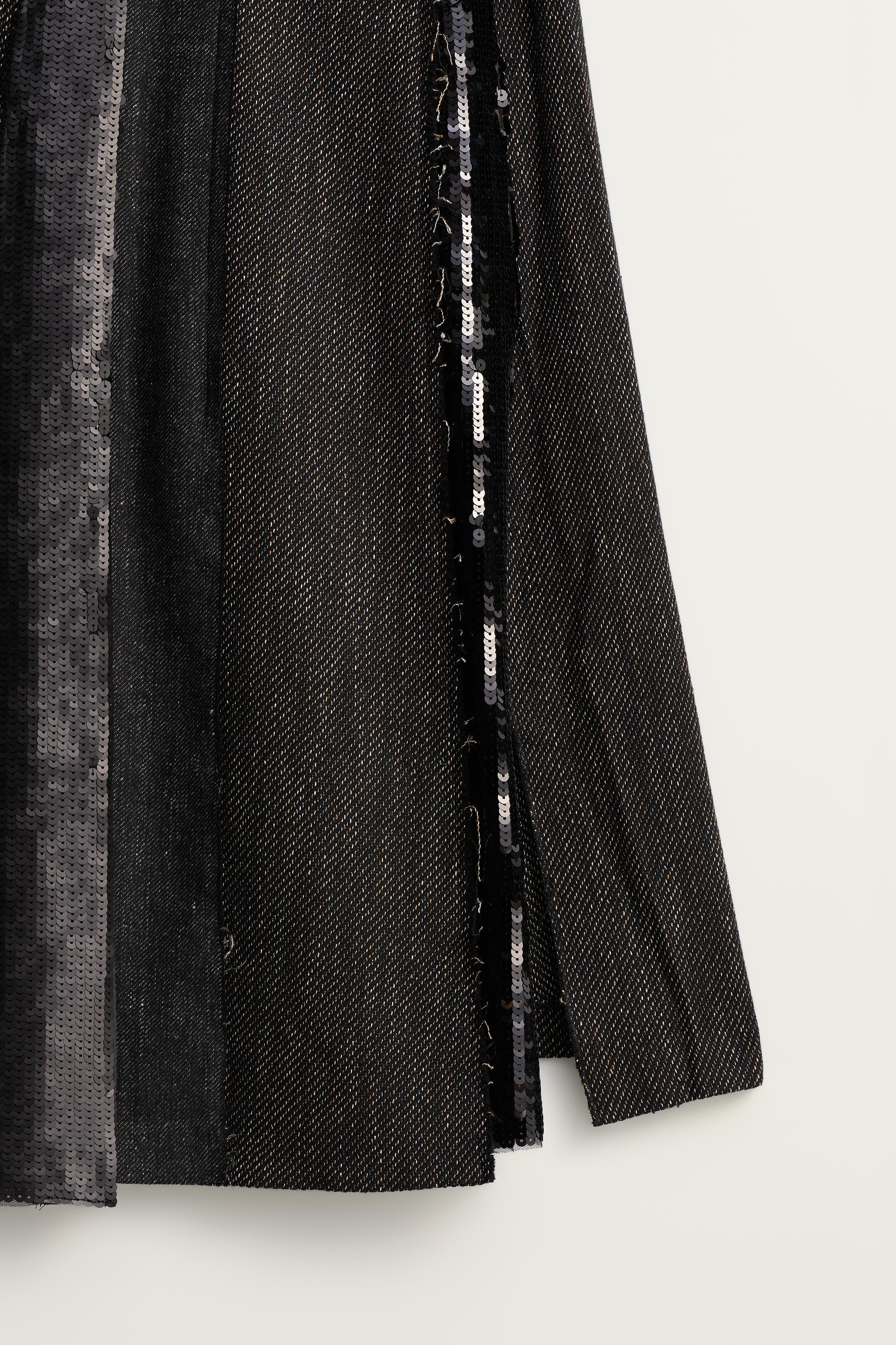 LIMITED EDITION SEQUIN MIXED FABRIC SKIRT