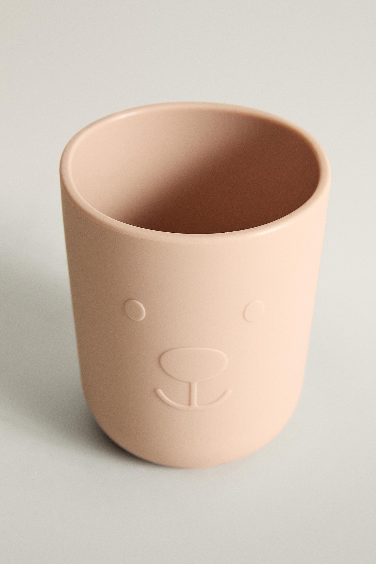 KIDS' BEAR SILICONE TUMBLER — Pink
