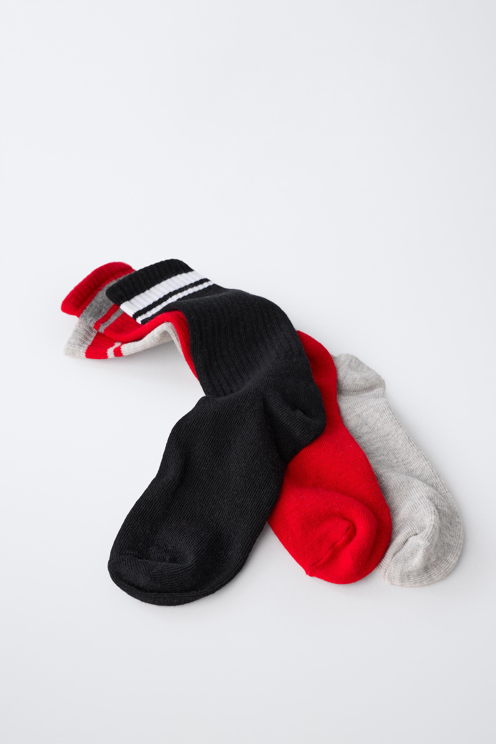 SEVEN-PACK OF STRIPED CREW SOCKS — Pink