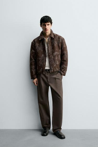CAZADORA JACQUARD FLORAL - Chocolate de Zara - Imagen 0