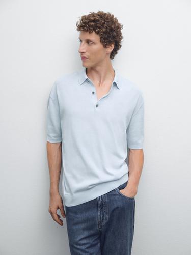Polo punto manga corta - Azul claro de Zara
