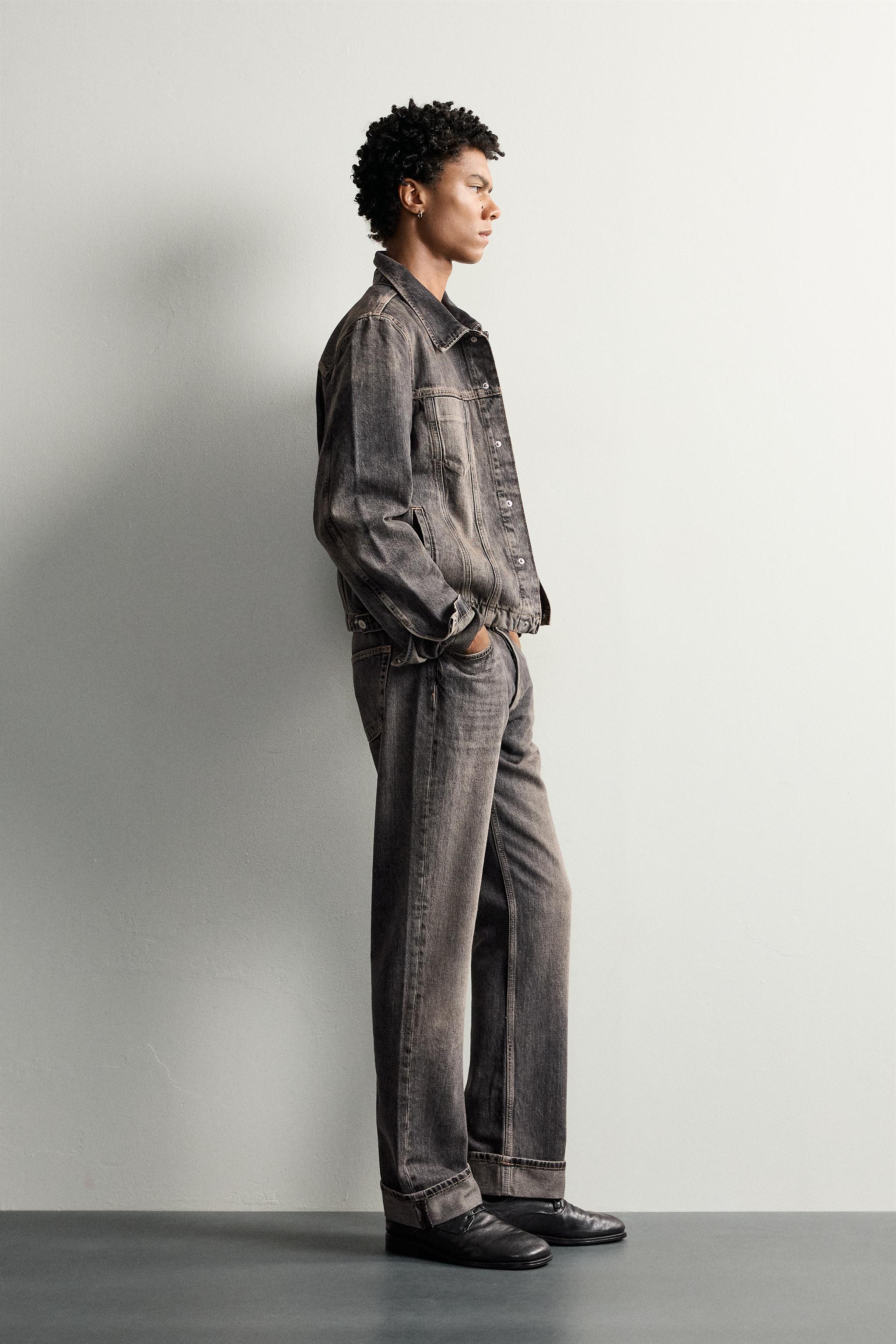 CONTRAST CUFF STRAIGHT JEANS