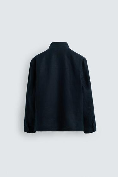 100% LINEN JACKET WITH POCKETS - Navy blue by Zara