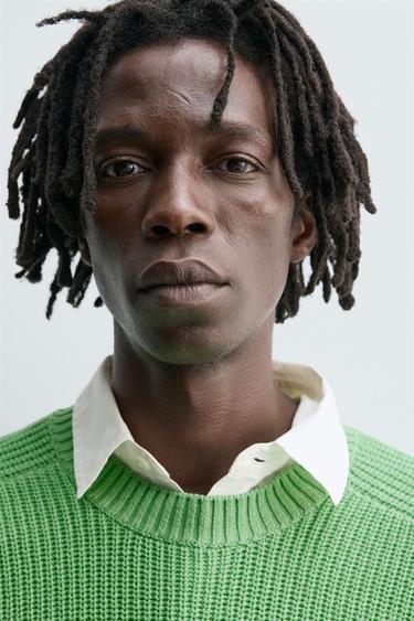 COTTON-CASHMERE TEXTURED SWEATER - Green by Zara - Image 4