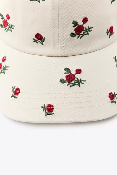 TWILL CAP WITH EMBROIDERED FLOWERS - Ecru de Zara - Image 3