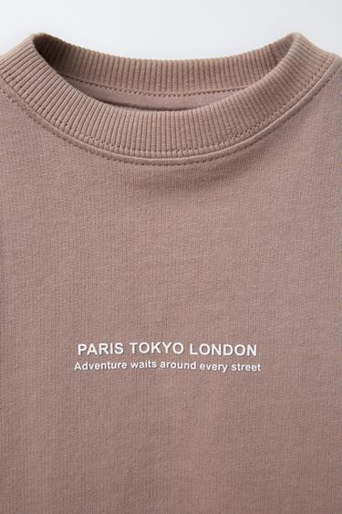 JOGGING T-SHIRT AND SLOGAN BERMUDA SET - Light brown by Zara - Image 2