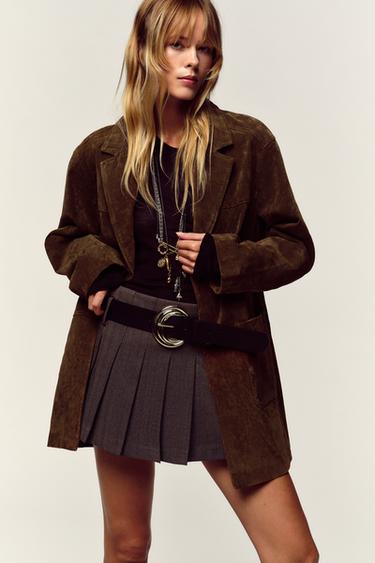 JUPE-CULOTTE PLISSÉE CEINTURE - Marron de Zara - Image 1