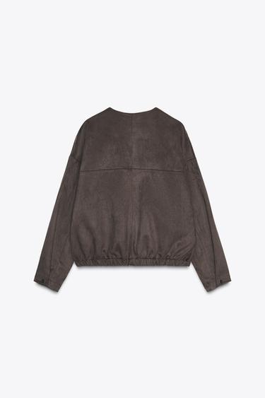 BLOUSON EFFET DAIM - Chocolat de Zara - Image 7