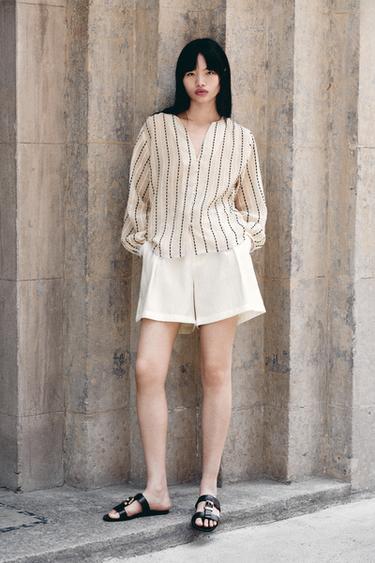 Zara 搭扣雙絆帶平底涼鞋 - 棕色 - 圖片 0