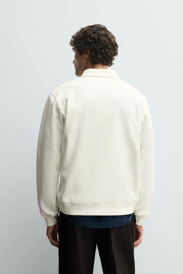 SWEAT POLO INTERLOCK ZIPPÉ - Blanc cassé de Zara - Image 2