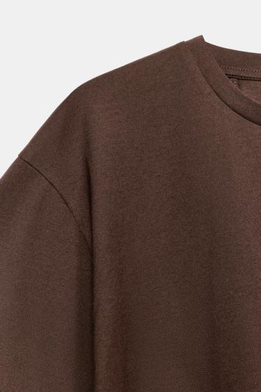 T-SHIRT À FRONCES AU BAS - Marron foncé de Zara - Image 6