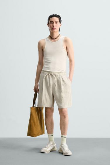 PLEATED FLOWING BERMUDA SHORTS - Sand / Marl by Zara - Image 0