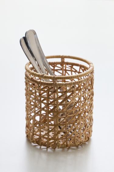 FIBRE CUTLERY JAR - Light beige by Zara