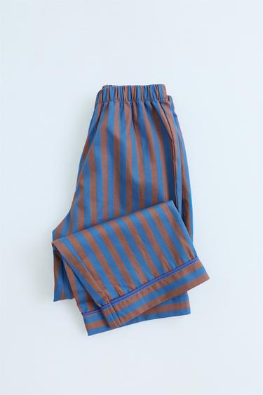 ZARA TIMELESS - STRIPED PYJAMA SET - Brown-Blue by Zara