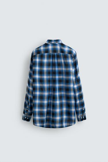 CHEMISE FLUIDE À CARREAUX AARON LEVINE X ZARA - Bleu de Zara - Image 7