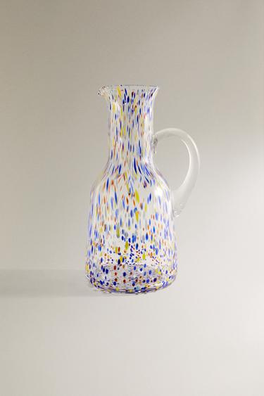 MULTICOLOURED GLASS JUG - Blue by Zara