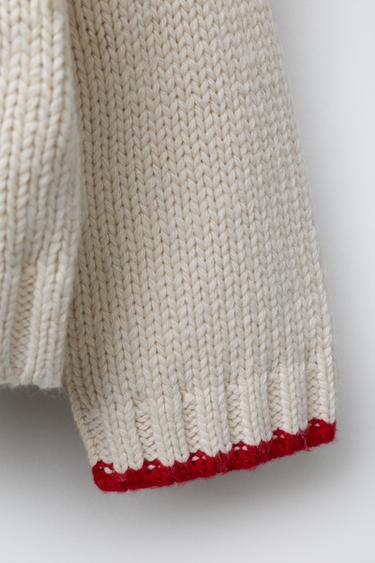 GILET EN MAILLE BRODÉ - Écru de Zara - Image 3