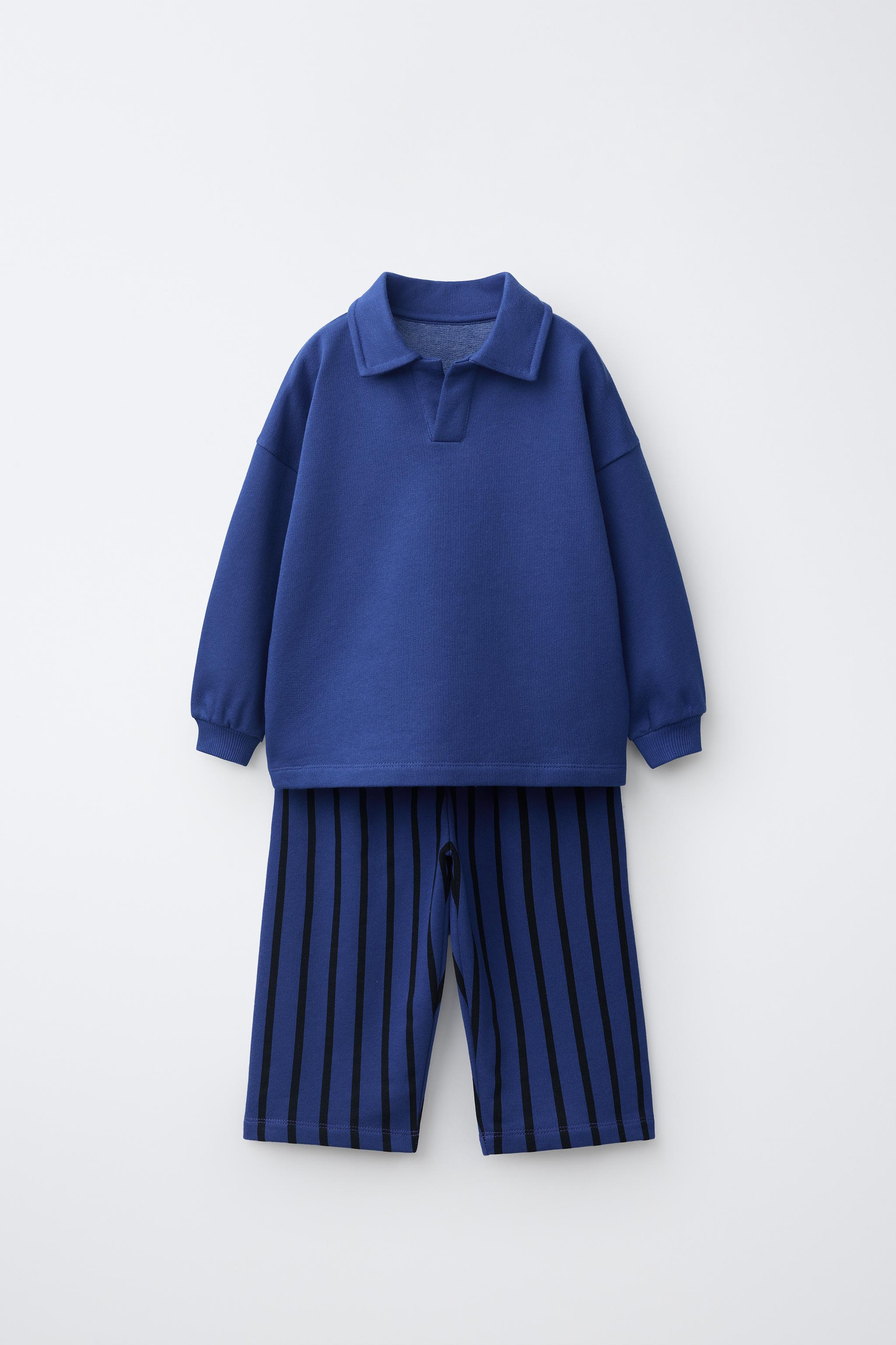 ENSEMBLE DE JOGGING SWEAT POLO ET PANTALON WIDE LEG À RAYURES
