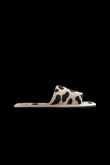 Zara TERRYCLOTH ANIMAL PRINT SLIDER SLIPPERS - Leopard - Image 0