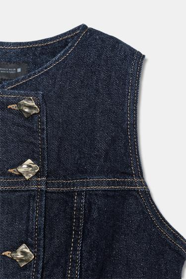 Z1975 FITTED DENIM WAISTCOAT - Blue by Zara - Image 6