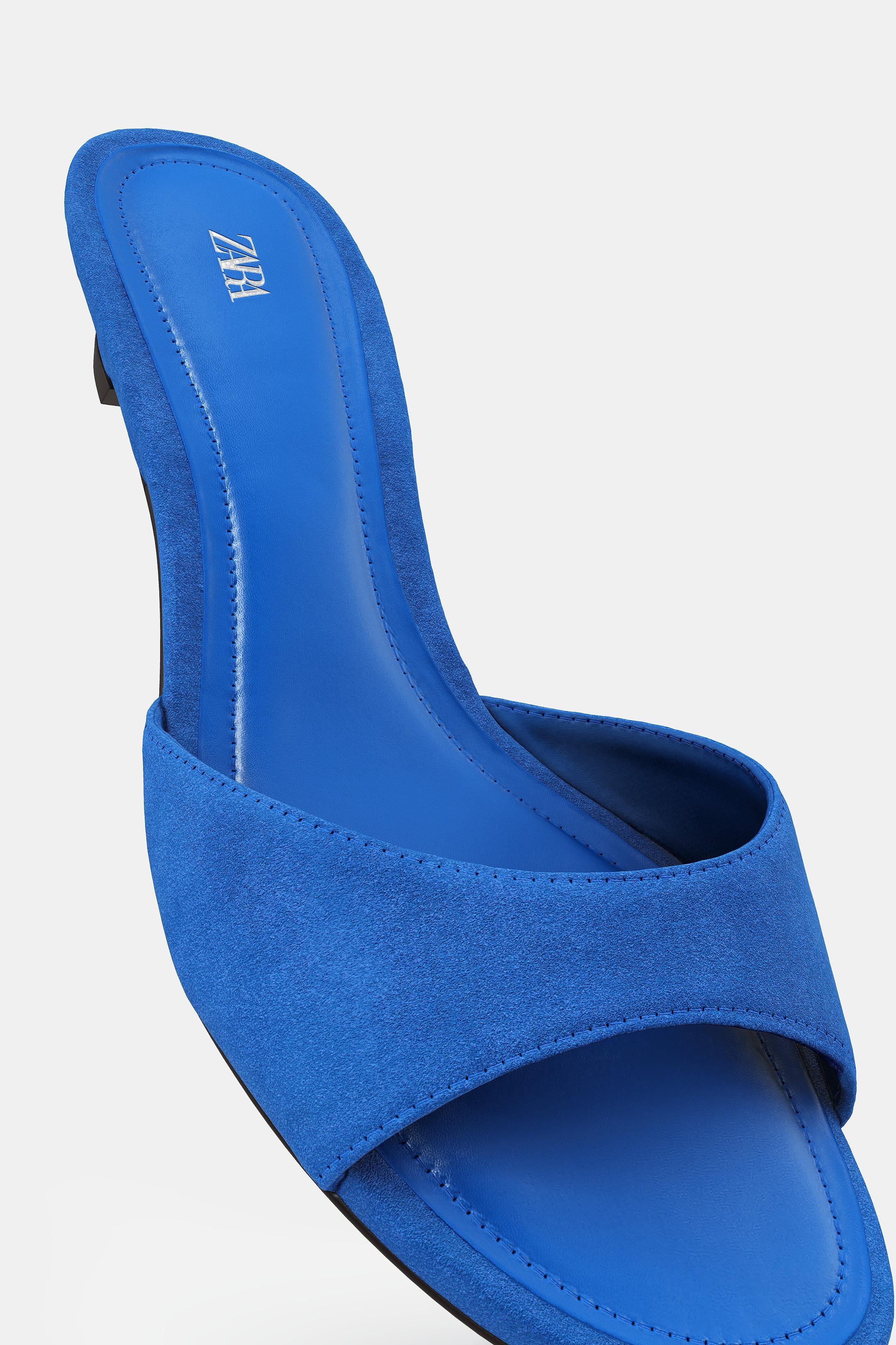 MULE-SANDALETTE AUS WILDLEDER - Blau von Zara