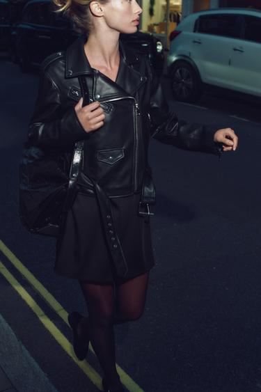 JAQUETA BIKER DE POLIURETANO - Preto da Zara