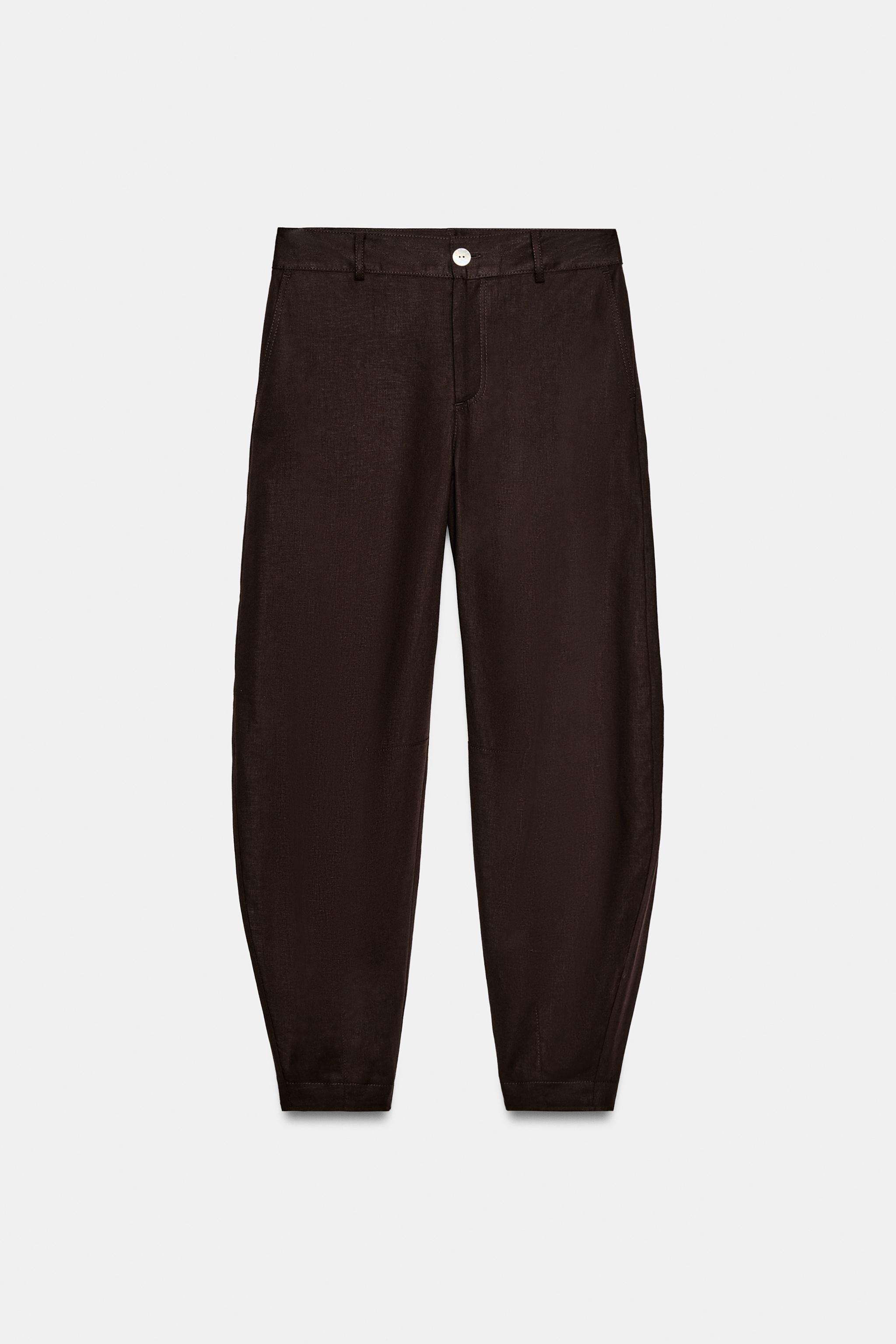 Zara Keten Barrel Pantolon görsel 3