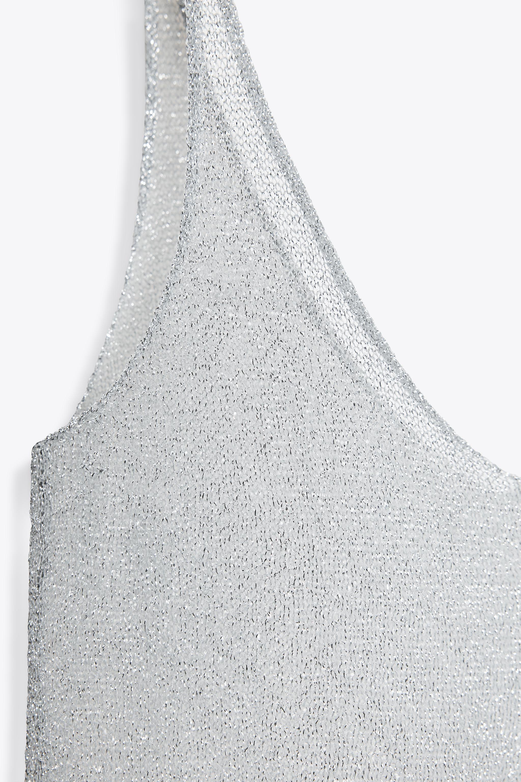 METALLIC THREAD STRAPPY TOP - Silver | ZARA United States