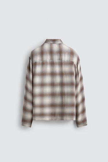 CHECK SHIRT WITH POCKET - Grey / Natural by Zara - Image 7