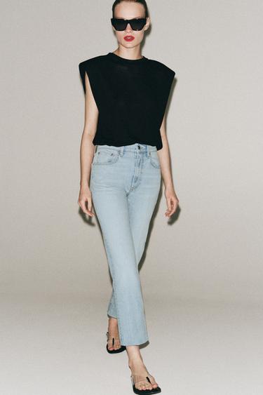 Zara ZW COLLECTION MID-RISE BOOTCUT JEANS - Light blue