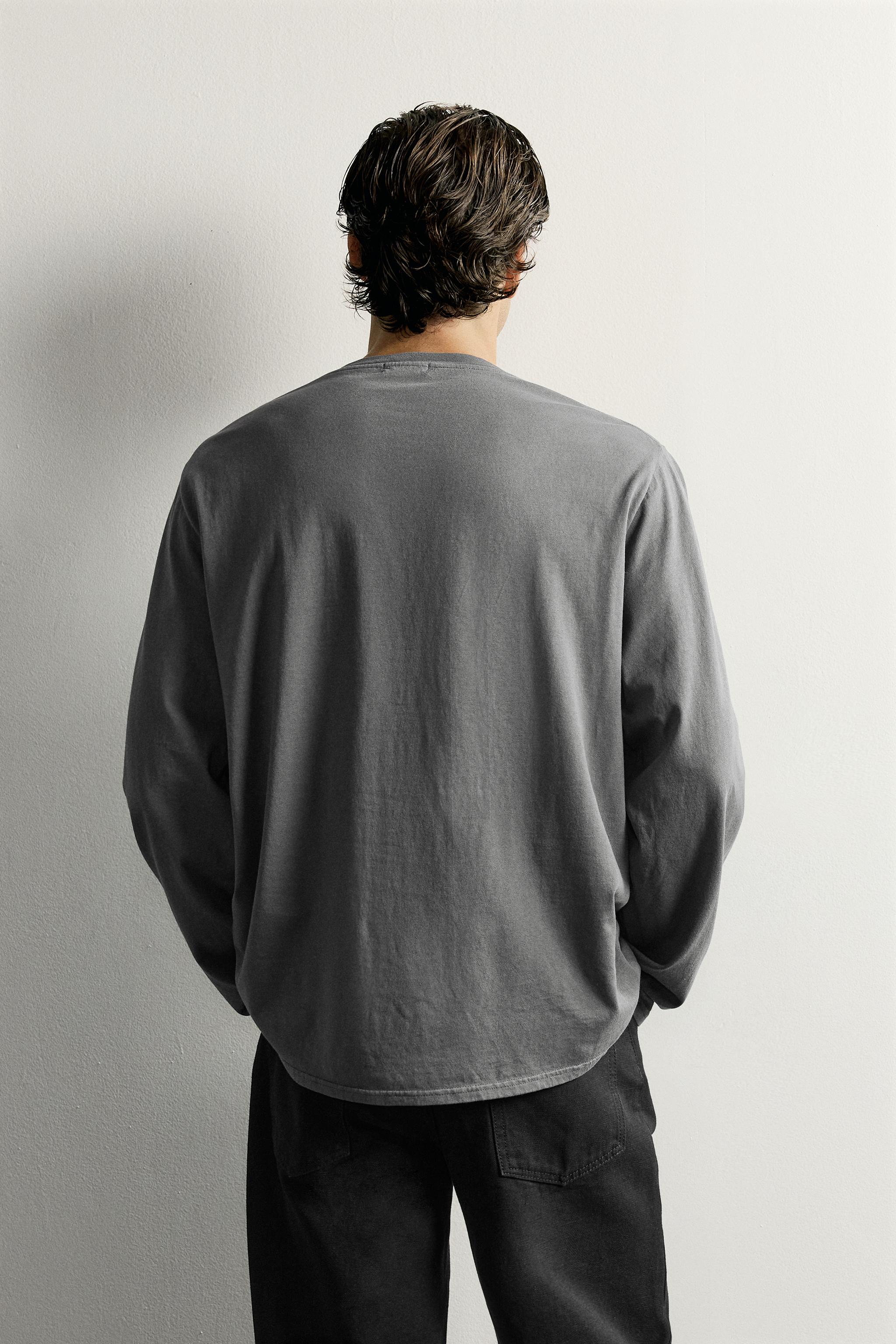 Zara RELAXED FIT UZUN KOLLU T-SHIRT görsel 3