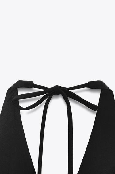 Zara HALTER GODET SHORT DRESS - Black