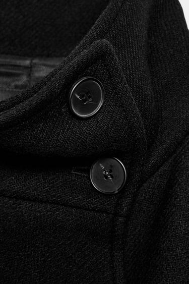 LONG WOOL COAT WITH HIGH NECK - Black by Zara - Image 3