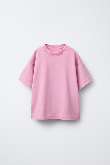 FADED-EFFECT HEAVY WEIGHT T-SHIRT - Pink by Zara