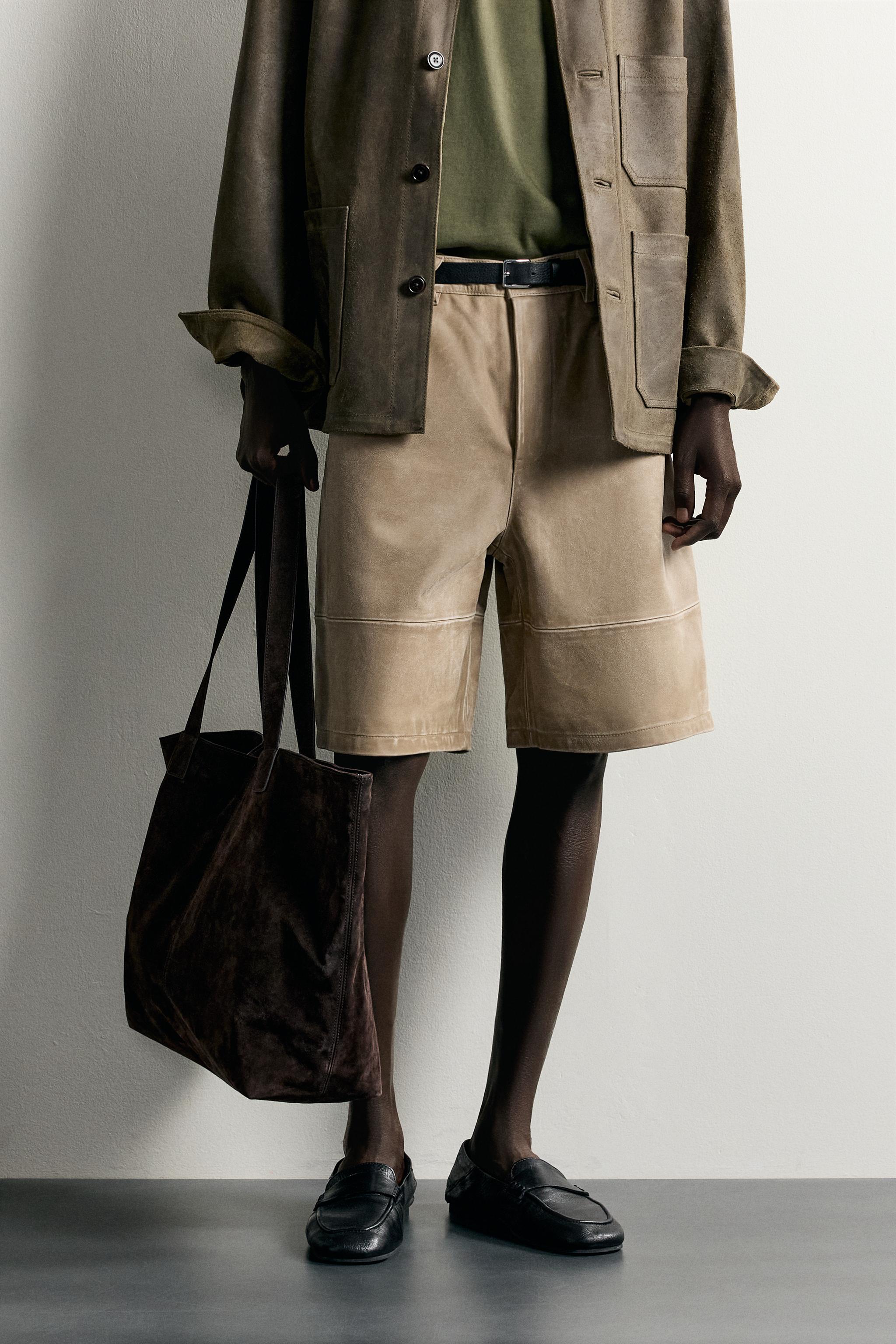 SHORT EN CUIR EFFET DÉLAVÉ
